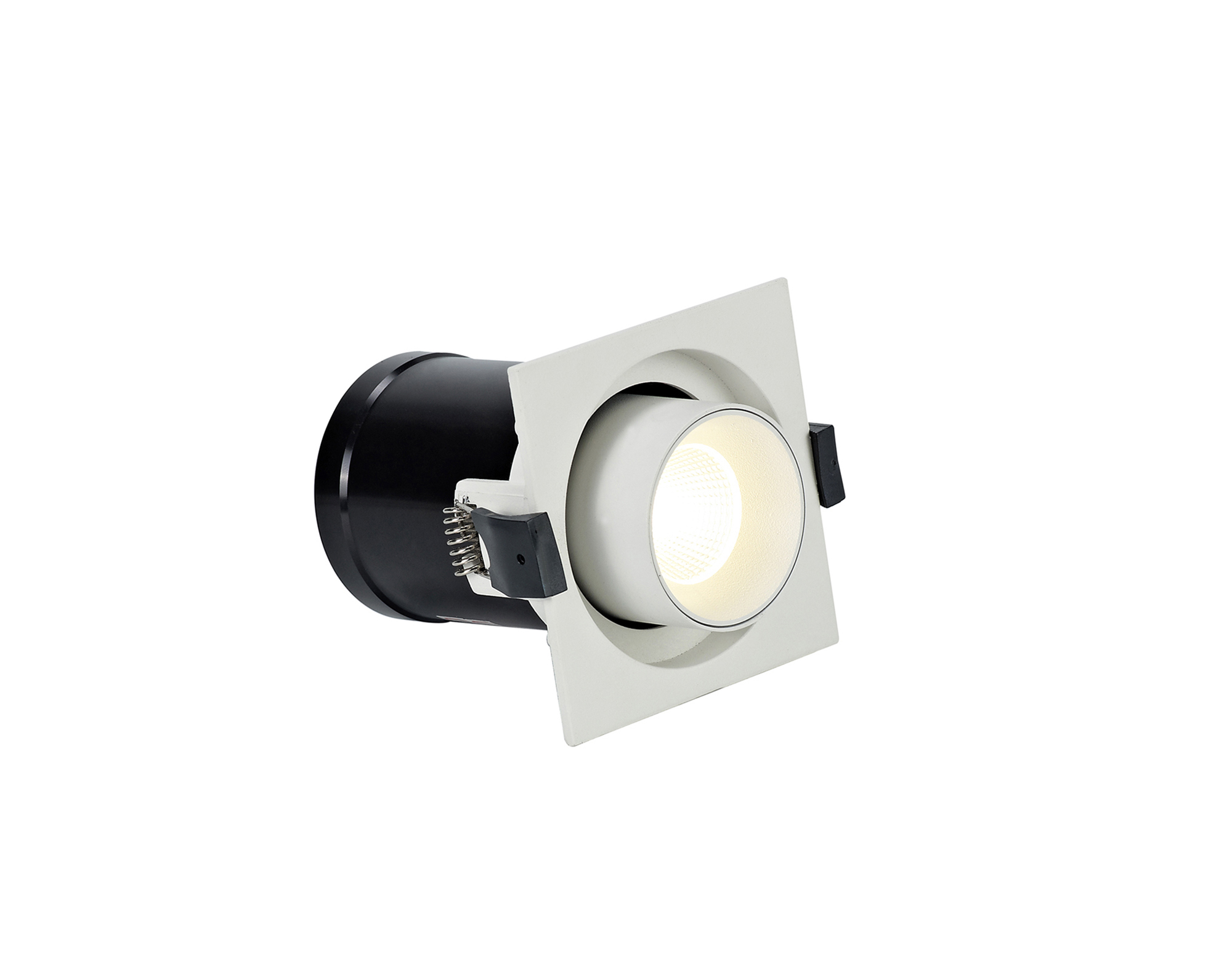 DX200374  Barda Retractable Recessed Swivel Square Spotlight; 8W; 3000K; 24°;585lm;White & White; Dia: 85mm Cut Out 75mm; 3yrs Warranty
